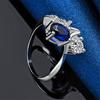 1 Piece 925 Sterling Silver Ring with 7-10# Sparkling Blue Zircon, a Glamour Wedding Jewelry Accessories for Women