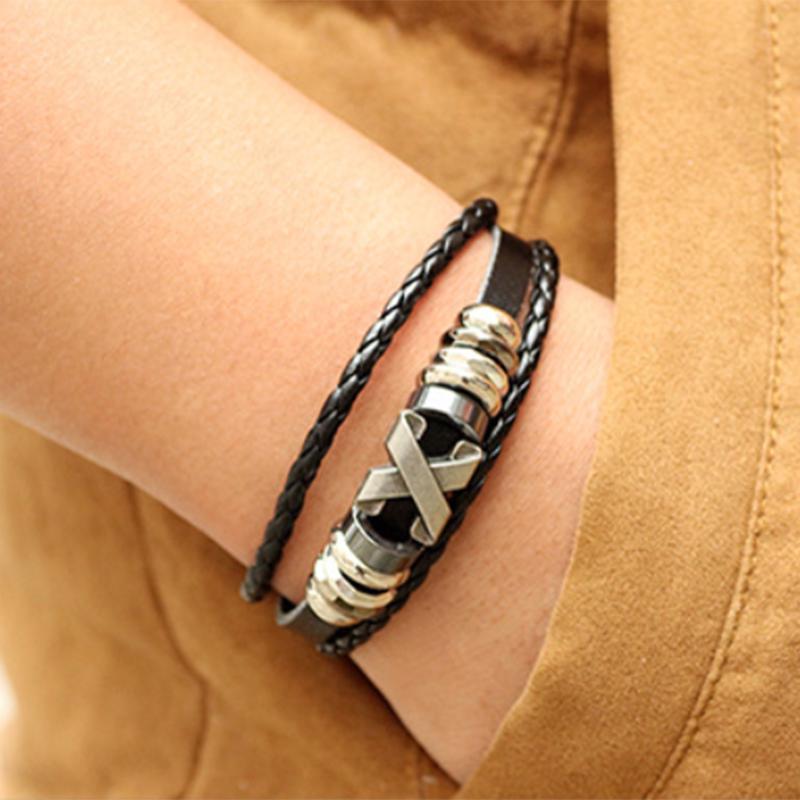 SCIONE Cowhide Bracelet X Letter Retro Bracelet Stainless Steel Accessories Bracelet