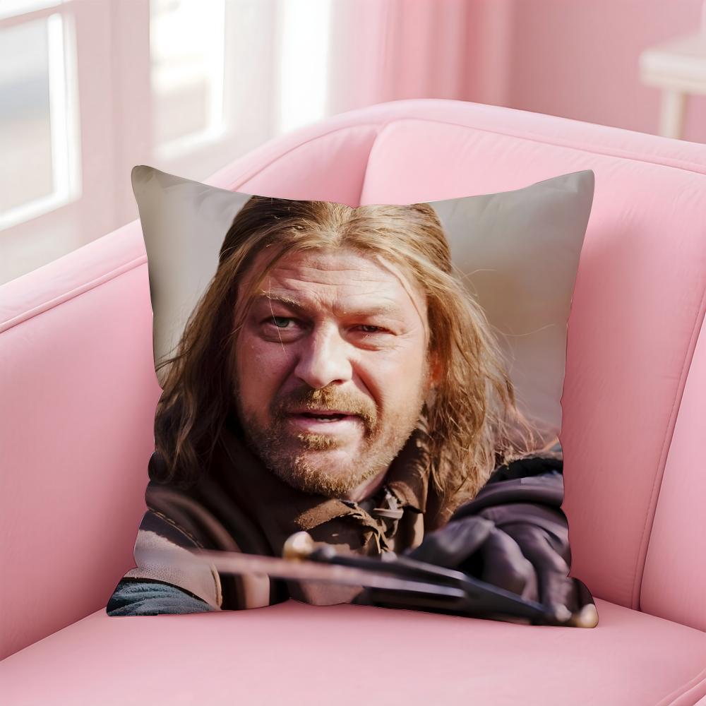 eEddard StarkLinen Decorative Cushion Cover Pillow Case Soft Friendly Fabric Concealed Zipper