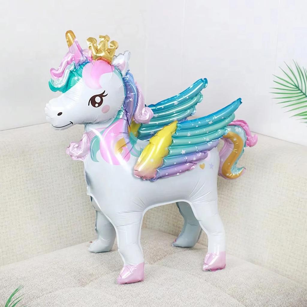3D Stehender Einhorn Folienballon Junge Mädchen Geburtstagsparty Dekoration Regenbogen Einhorn Party Dekoration Zubehör Kinderspielzeug Geschenke
