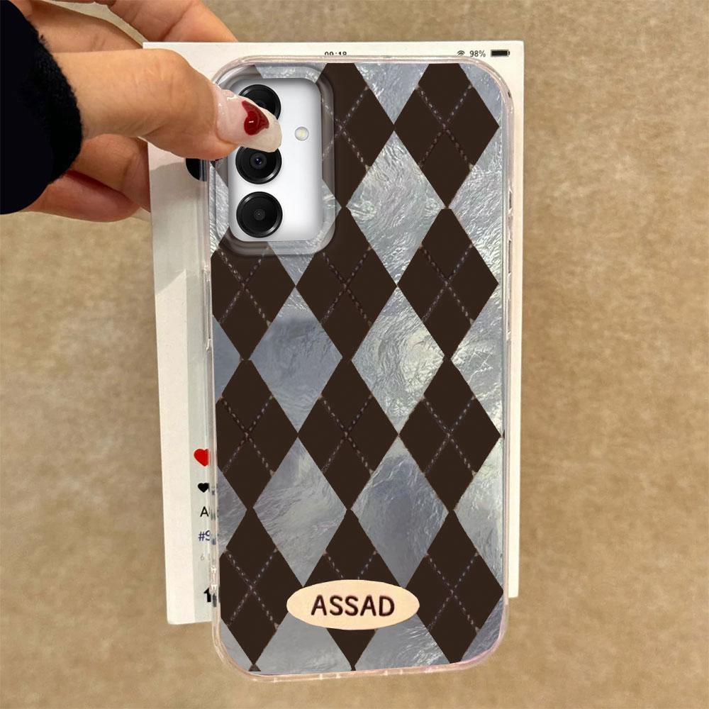 Coque de téléphone à motif rétro en grille de losanges pour Samsung Galaxy A16 A55 A07 A17 A56 A36 A26 A53 A06 A14 A24 A34 A54 A15 A12 A22