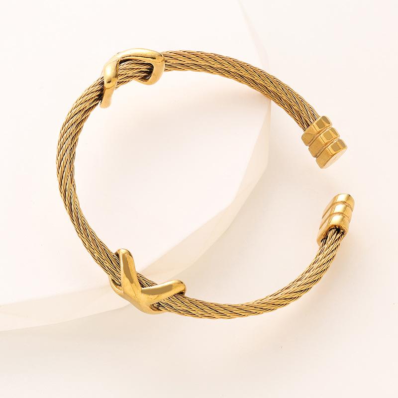 Titanium Steel Couple Bracelet - Steel Wire Double Rope Punk Bangle