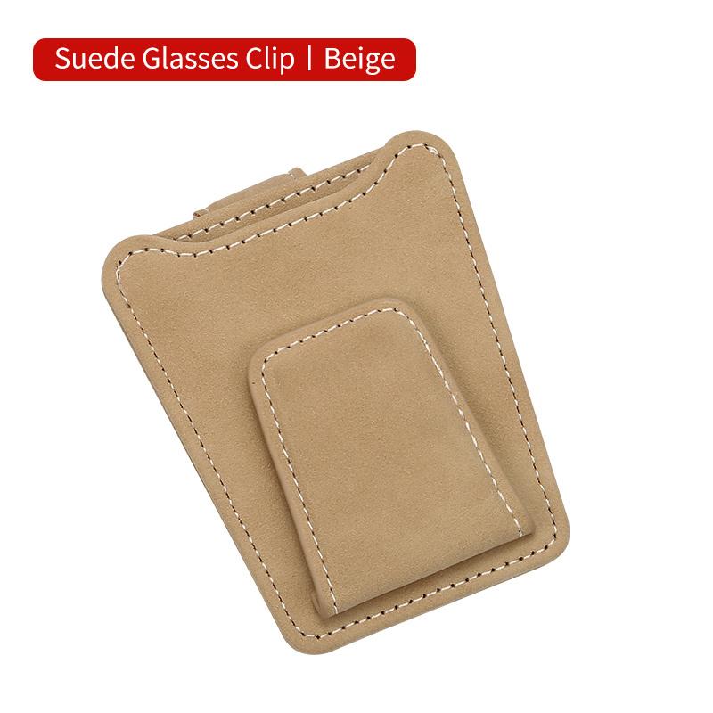 Sunglass Holder For Car Sun Visor Suede Leather Glasses Eyeglass Hanger Clip Car Sunglasses Holder Ticket Card Clip Accessories