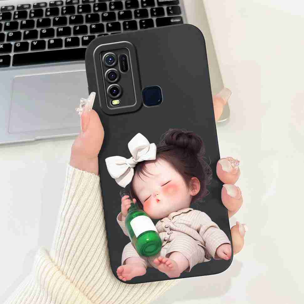 For vivo Y50 2020 1935 6.53" Case Cherry Girl Soft Silicone Cover Cartoon Rabbit For Vivo y50 VIVO Y50 V1965A Phone Cases Bumper