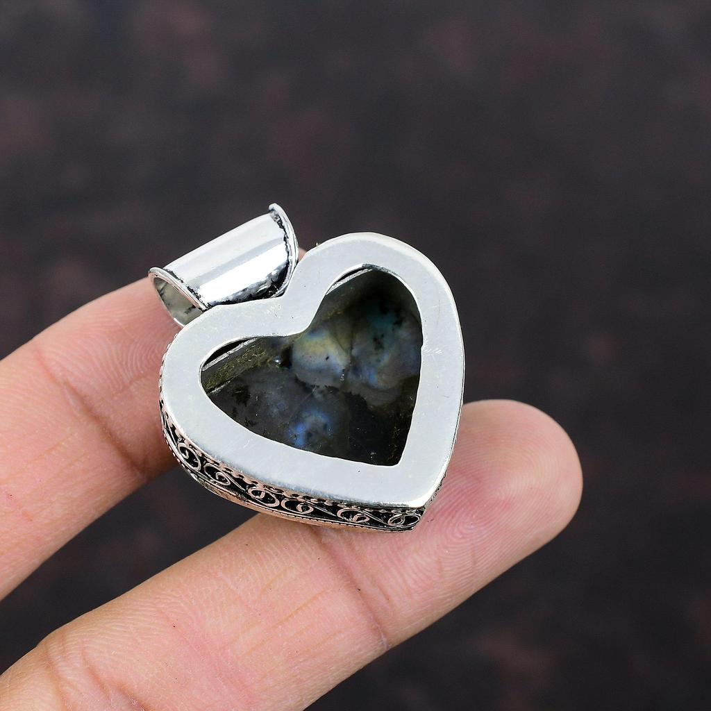 Ciondolo in labradorite multi fuoco Bellissimo ciondolo in pietra preziosa Ciondolo in argento sterling 925 Gioielli antichi Ciondolo vintage fatto a mano Regalo di nozze