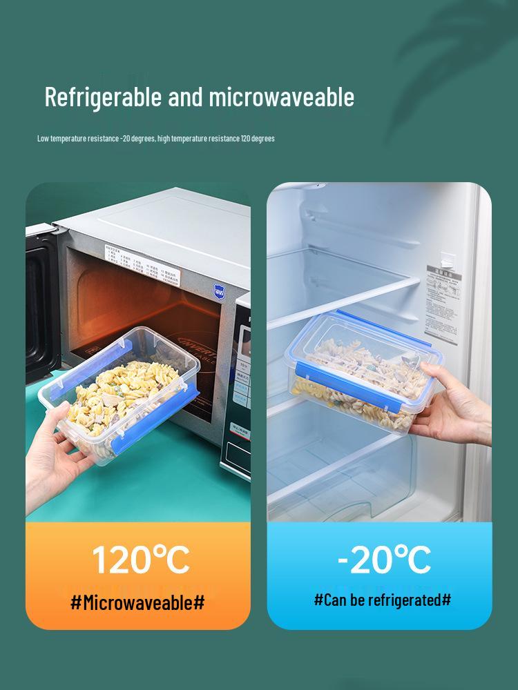 Rectangular Transparent Food-Grade Plastic Storage Box with Lid for Microwave and Refrigerator