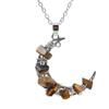 Vintage Handmade Colorful Beaded Gravel Crystal Amethyst Moon Pendant Necklace N551