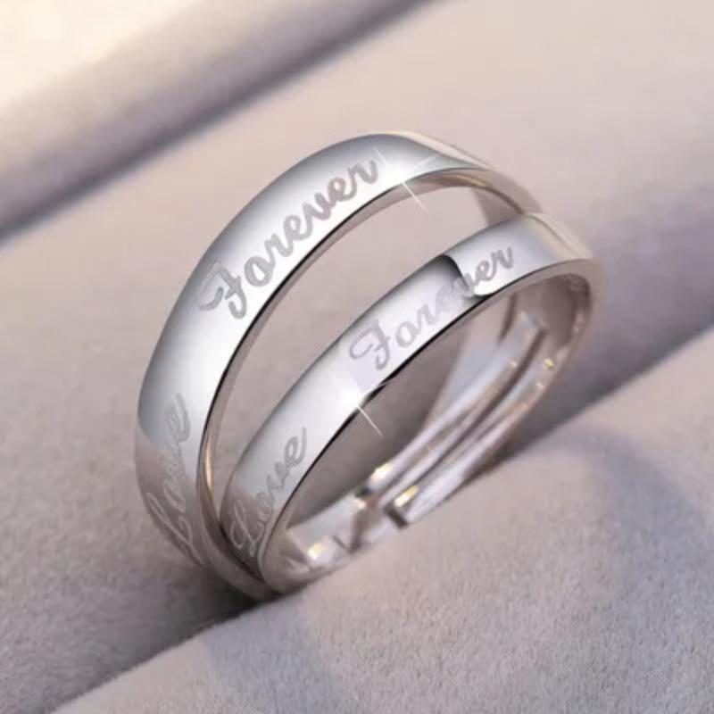 Fashion Exquisite Silver Color Pair Rings for Women Men Adjustable Couple Engagement Wedding Gift Jewelry Accessoires