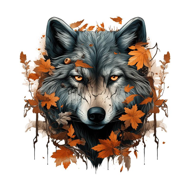 

Наклейки на День благодарения Кленовый лист Голова волка Самоклеящееся украшение для стен для спальни Дверь Изголовье Фон Домашний декор 30x30CM разноцветный