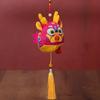 Cute Zodiac Dragon Plush Pendant with Tassel Folk Art Embroidery Pattern Stuffed Animal Mascot