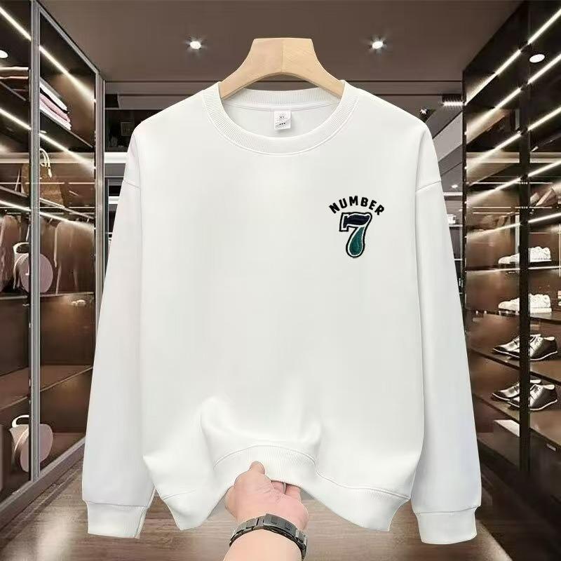 Top-Selling Men's No. 7 Long Sleeve Sweatshirt - Trendy Autumn/Winter High-Quality Hua Cotton Crew Neck.