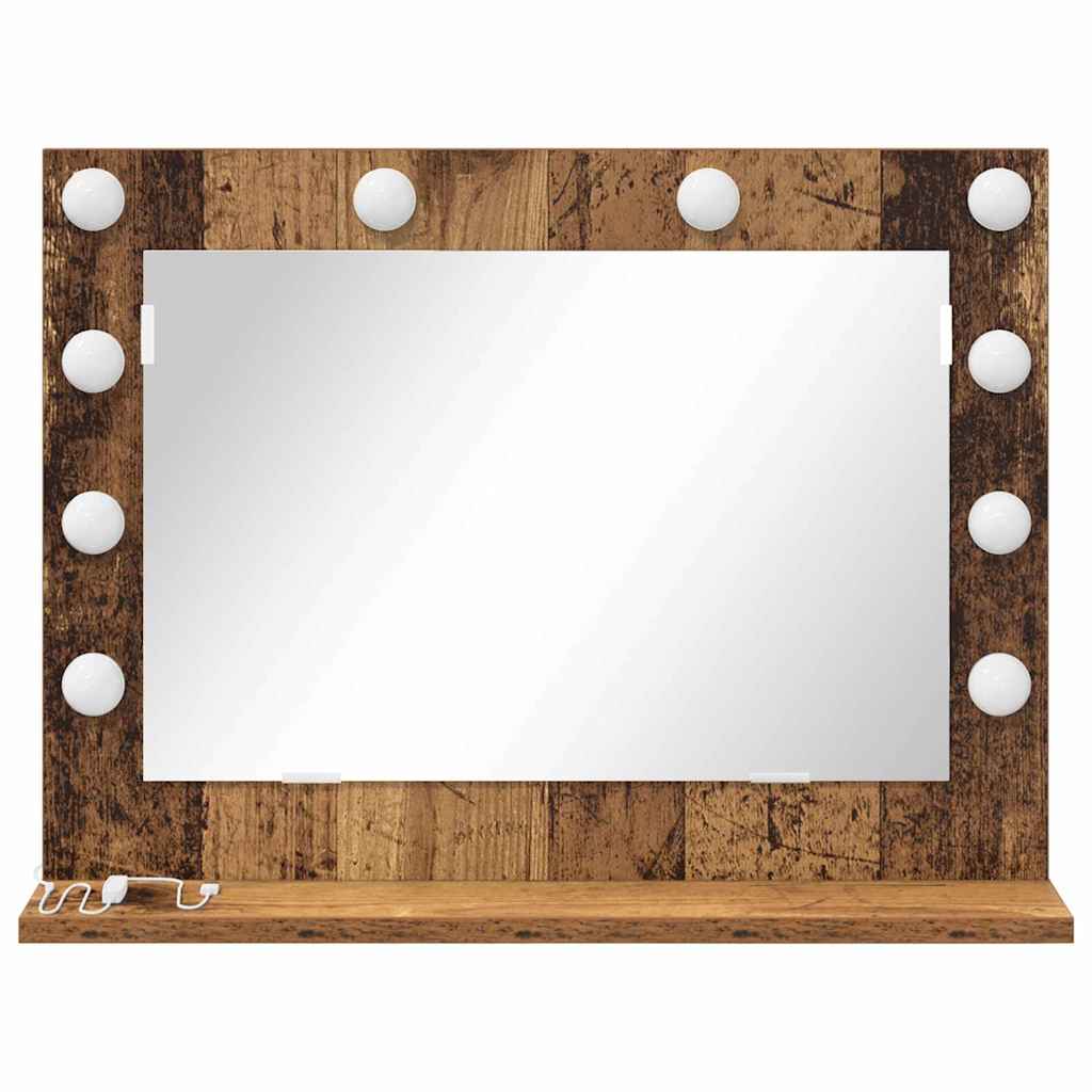 Washbasin Mirror Right Angled Reclaimed Wood Look 60 x 45 x 18 cm