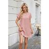 YYFS Women's Fashion Summer Spring Solid Color Print Short Sleeve O-Neck Loose Waistline Casual Dresses