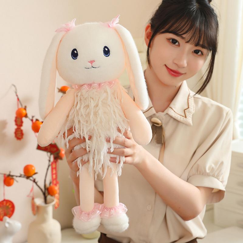Cute Cute Little White Rabbit Snow Rabbit Doll Plush Toy Little Rabbit Doll Children Soothing Companion Rag Doll