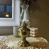 Brass Oil Lamp with Glass Chimney Rustic Farmhouse Table Lamp 200ml Tank