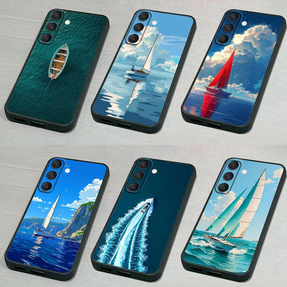 S-Sailing S-Ship Boat Phone Case For Samsung S25,S24,S21,S22,S23,S30,Ultra,S20,Plus,Fe,Lite,5G Black Cover