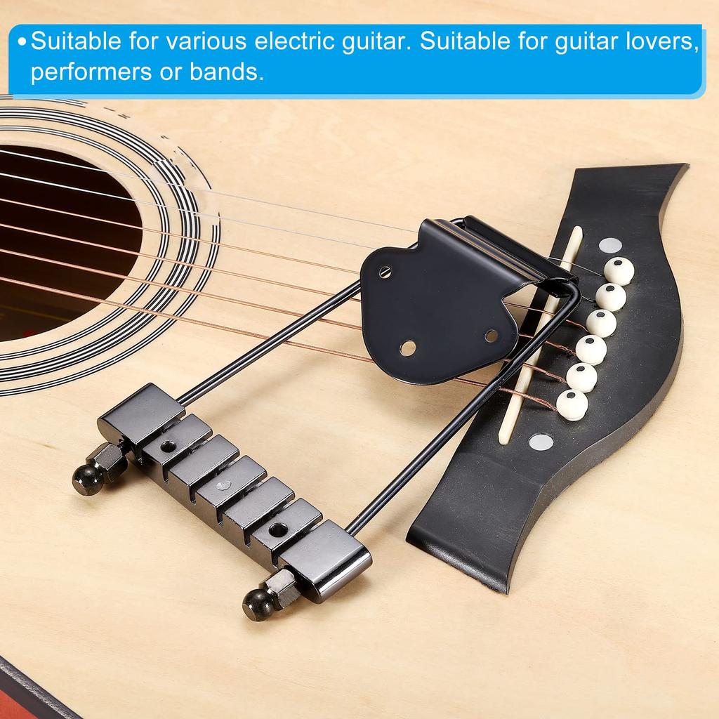 PATIKIL 6-Saiten Gitarren Trapez Saitenhalter Steg, Ersatz für Jazz Akustikgitarre und Bass, Schwarz