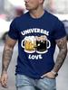 Universal Love Funny Beer Print Men T-Shirts Breathable Tee Clothes Summer Streetwear Oversized T-shirts Loose Short Sleeve Tops