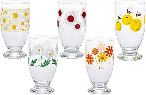Aderia Retro Glasbecher [Basisglas / 335ml / 5 verschiedene Designs] Wird in einer individuellen Handwerksbox geliefert, Hergestellt in Japan
