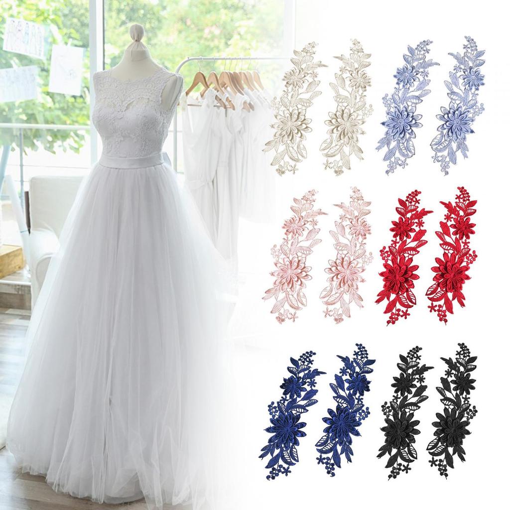 1 Par Aplique de Encaje Parches de Encaje Aplique Bordado de Flores para Vestido de Novia Ropa Chaquetas Diy Accesorios de Novia Suministro