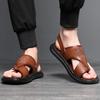 Men Black Open Toe Sandals Slippers Simple Flats Flip Flops Summer Brown Outdoor Beach Shoes Plus Size 46 47 48