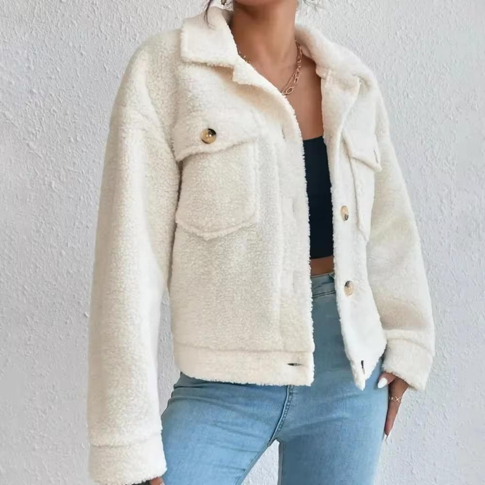 Autumn and Winter Fashion Loose Holiday Style Lapel Button Cardigan Wool Cake New Solid Color Everything Long Sleeve Coat