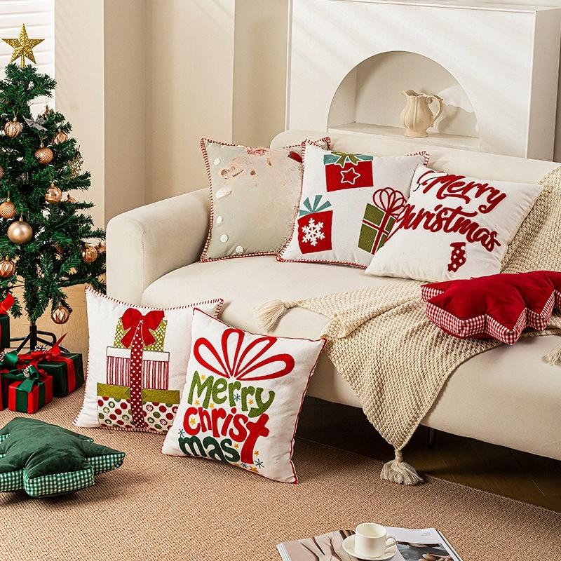 45X45Cm Christmas Snowflake Pillow Cover Embroidery Cushion Cover Christmas Party Decor Home Decorative Pillowcase