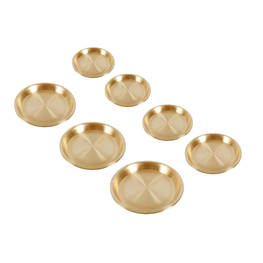 Nordic Style Brass Tray Round Tableware Organizer Decorative Dinnerware Steak Tray for Hotel Restaurant