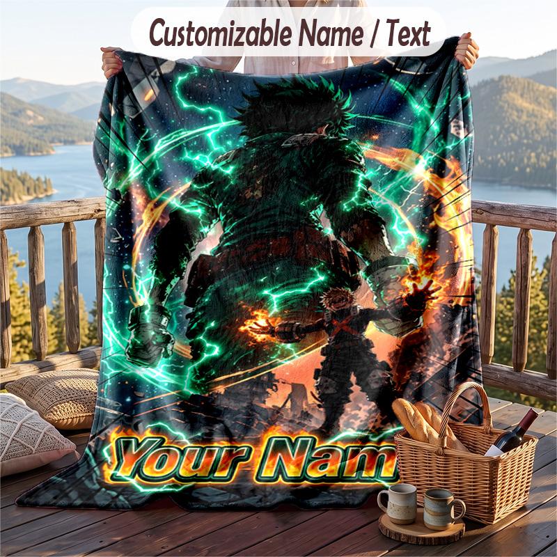 Personalized Flannel Throw Blanket,My Hero Academia Custom Printed Name, Cozy Plush Blanket For Home Use