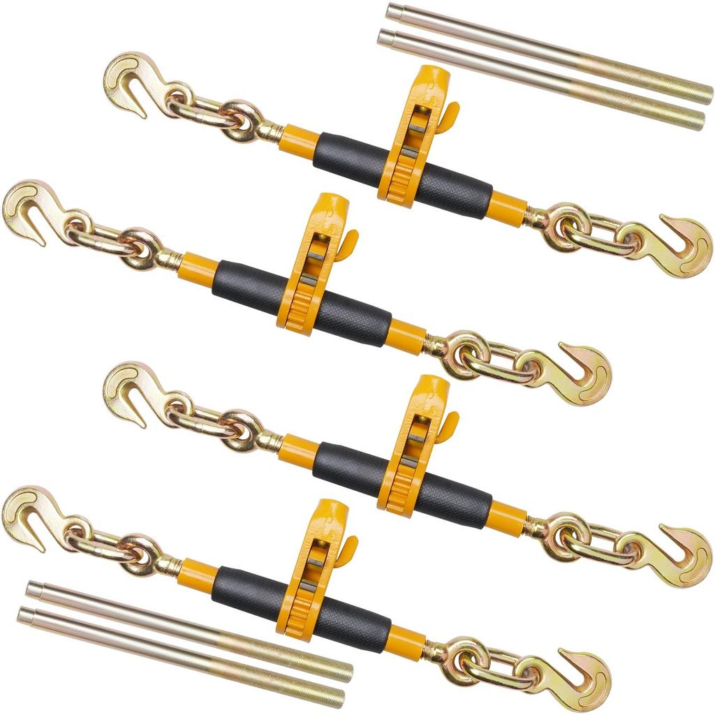Apretable para Cadena, 3/8"-1/2" Apretables de Carga de Alta Resistencia, con Ganchos G80 Límite de Carga Segura de 12000 lbs, Mango Antideslizante de Ahorro de Mano de Obra, Amarre para Transporte