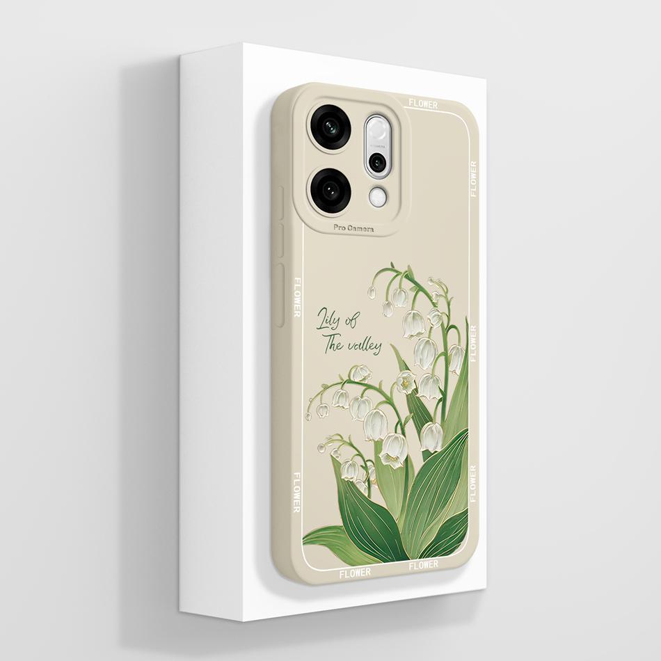 

Чехол для телефона Oppo Reno 14 13 12 11 10 Pro Для Reno 14F 13F 13FS 12F 12FS 11F Цветочный принт Мягкий жидкий силикон Задняя крышка Capa Oppo Reno 14 Pro