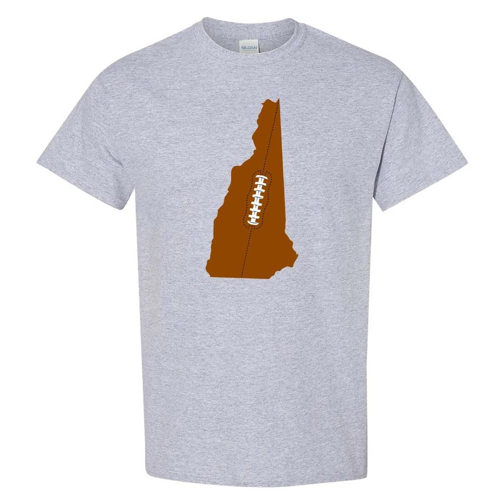 Forme d'État du Football du New Hampshire - T-shirt Fierté de sa Ville Natale - Gris Sport