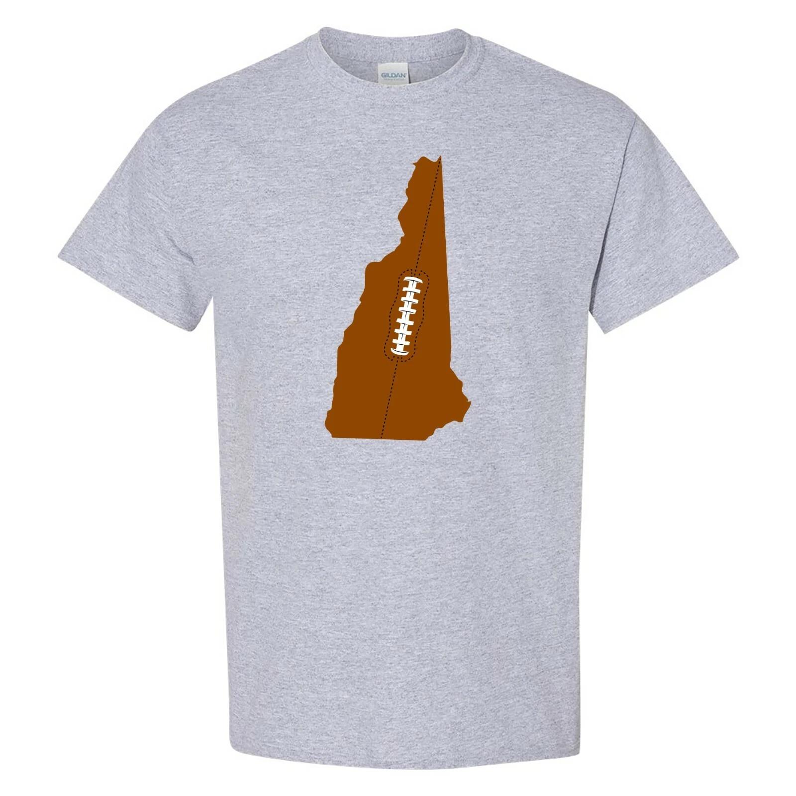 New Hampshire Football State Shape - Hometown Pride T Shirt - Sport Grey S