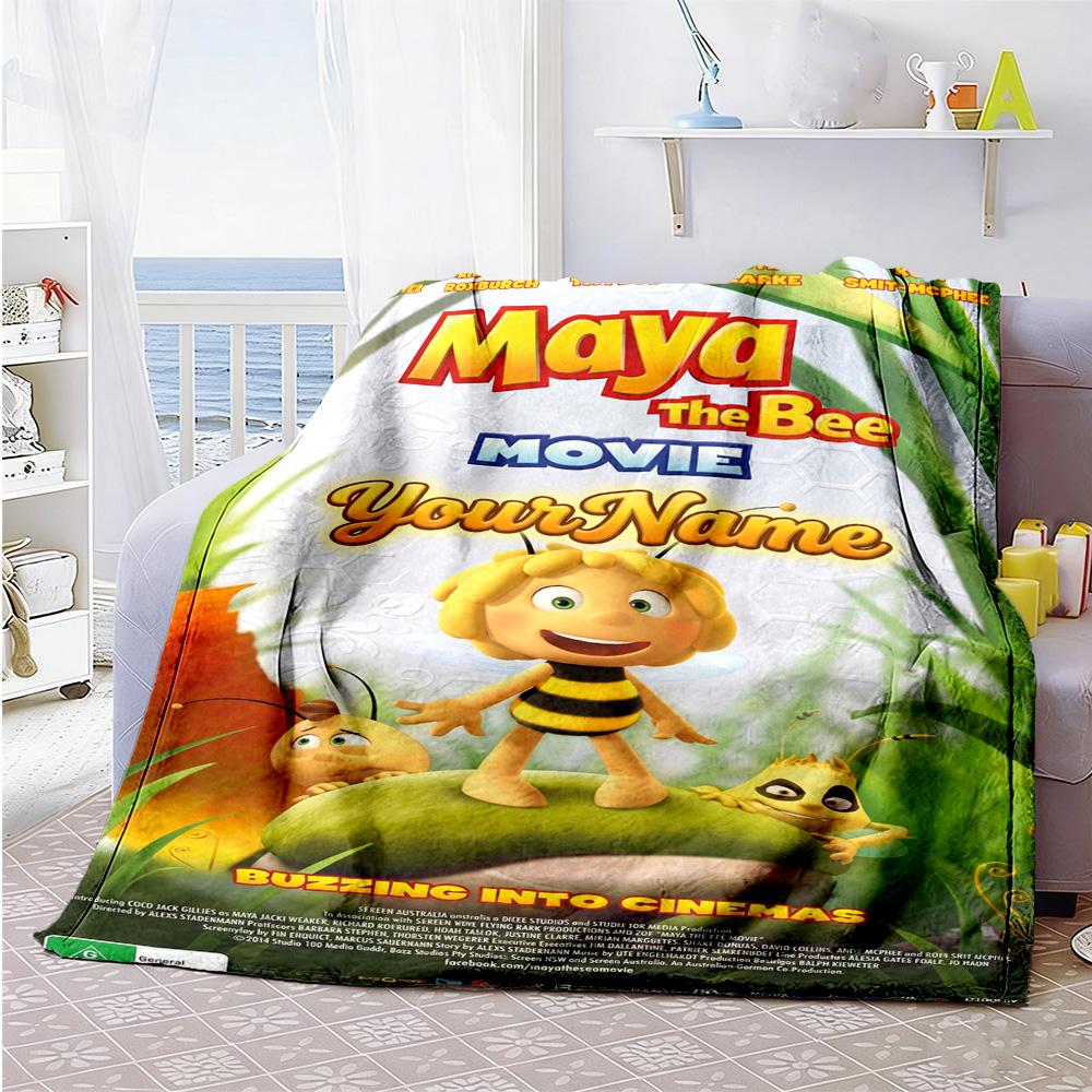 Biene Maja Customize Text Blanket Cozy Customizable Blanket Comfortable for Livingroom Office Office Chair Picnics All-Season Use