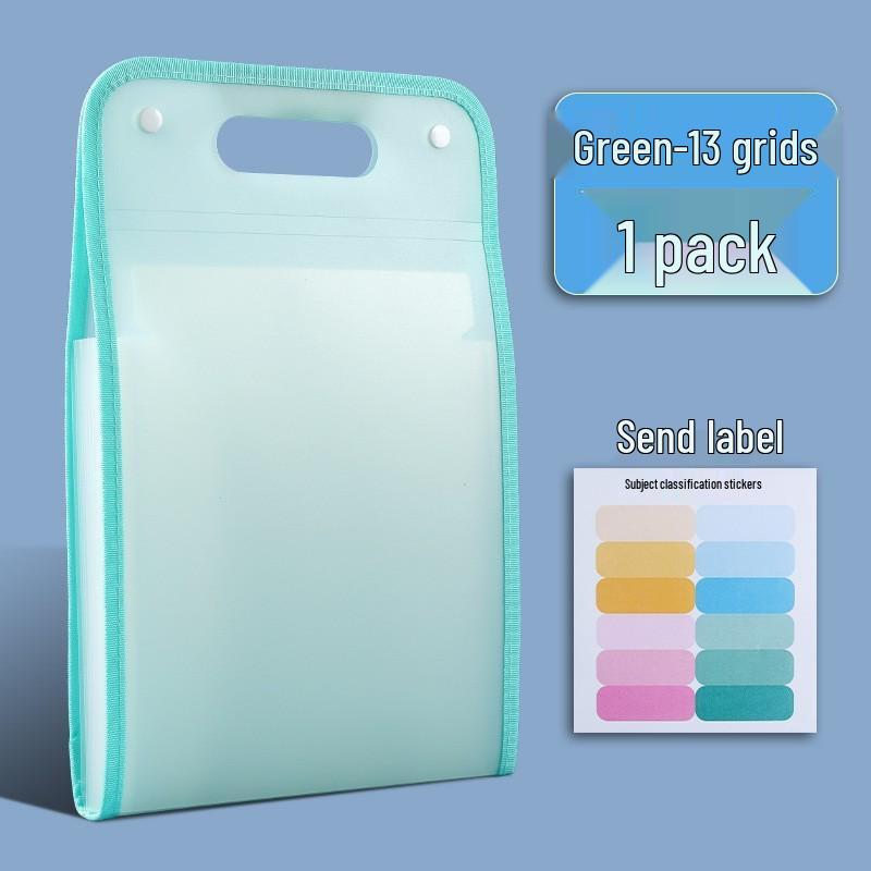 Handheld A4 Accordion File Folder: Large Capacity, 13-Layer Storage for Student Papers & Documents