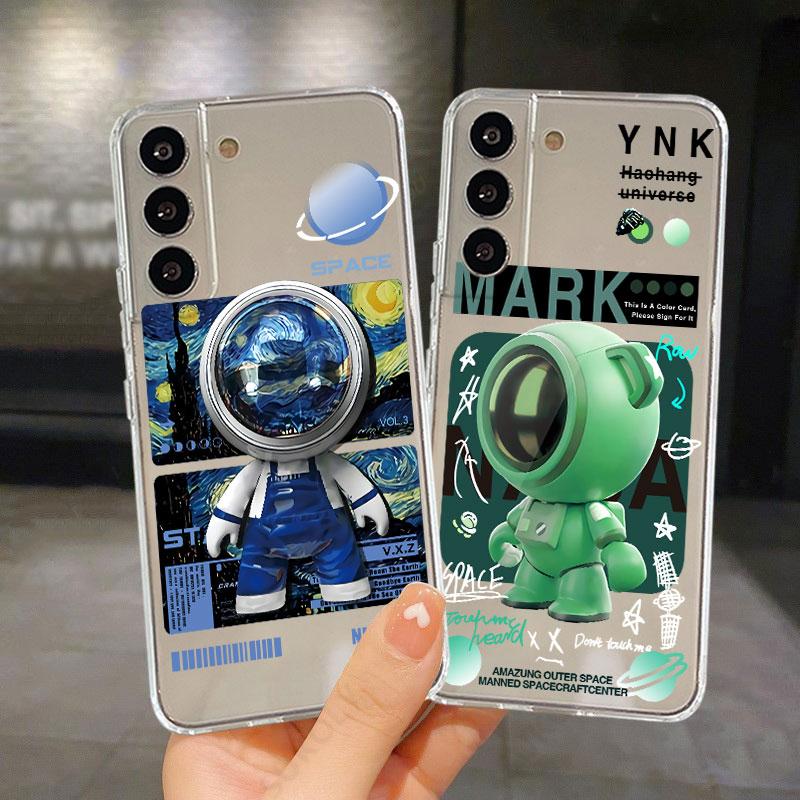 Transparente Hülle für Samsung Galaxy S22 S20 FE S21 S10 S9 Plus Note 20 Ultra 10 Lite 9 Weiche TPU Handyhülle Mechanischer Astronaut Weltraum