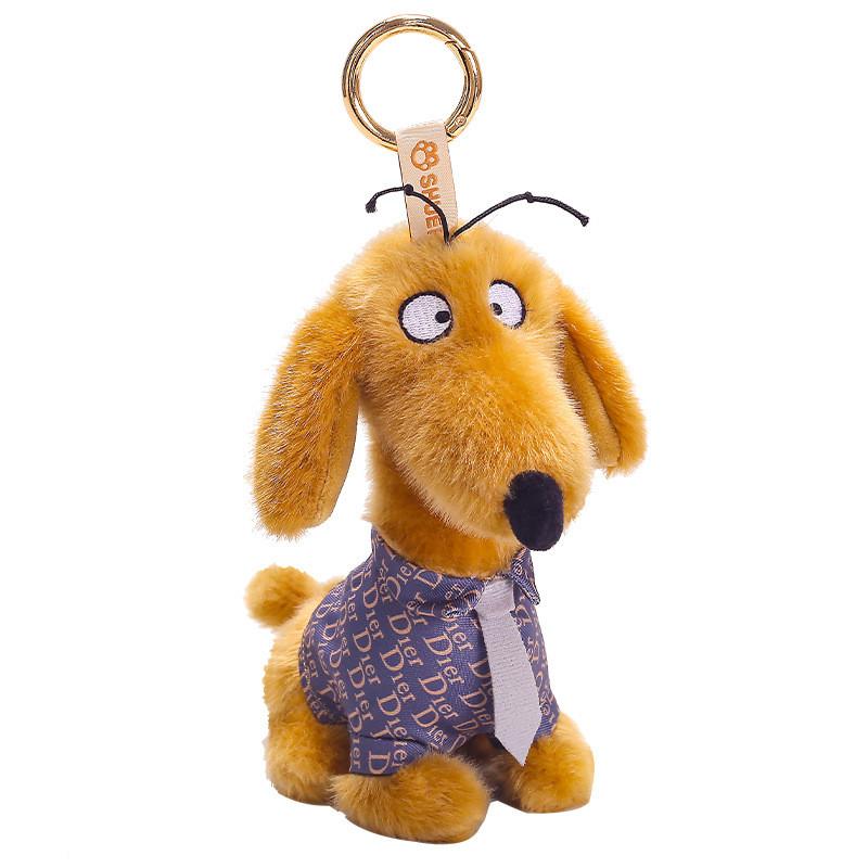 Humble Dung Beagle Plush Keychain With Tied Bow For Gift And Bag Decoration