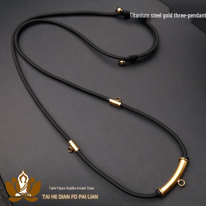 Thailand Buddha Amulet Necklace - Hypoallergenic Stainless Steel with Real Gold Plated Curved Tube Clasp