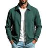 Men S Loose Fit Lapel Zip Pocket Waffle Knit Jacket