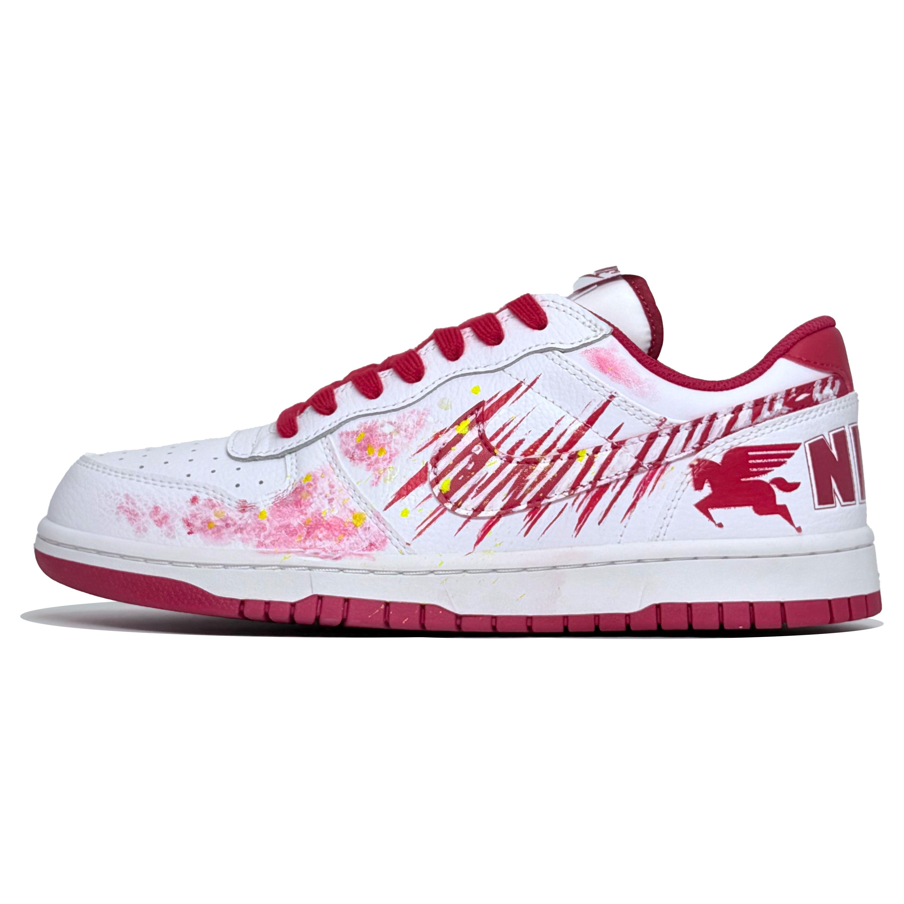 Nike Big Abrasion Resistant Breathable Low top Skateboard Shoes Men s White Red 355152-150(Team1521-) 42.5