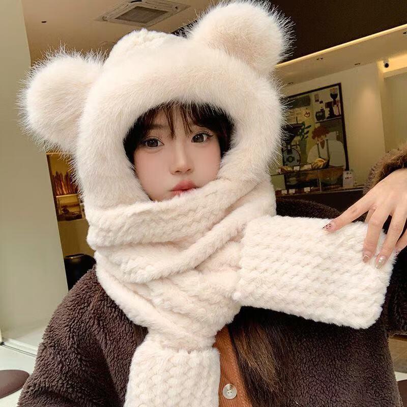 

Guten Women s Bear 3-in-1 Winter Hat Scarf & Gloves Set