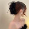 Feather grab clip Female ostrich hairpin Back of head Hair accessories clip 2025 New Mao Mao hairpin Shark clip