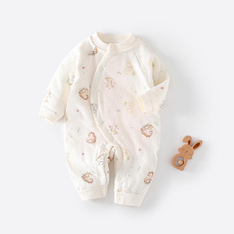 Herbst Winter Gesteppter Neugeborenen Strampler - Weicher Baumwoll-Overall für Babys, Leichtgewicht 40g, Knochenloses Design für bequemes Krabbeln