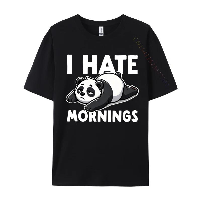I Hate Mornings Bear Not A Morning Bear Funny Panda Tops Shirts Printed T Shirt Rife Printing Cotton Unisex Tshirts Printing