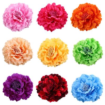 1PC Artificial Straw Hat Accessories Peony Flower Holiday Corsage Beach Headwear Hair Clip Wedding Bridal Brooch Pin