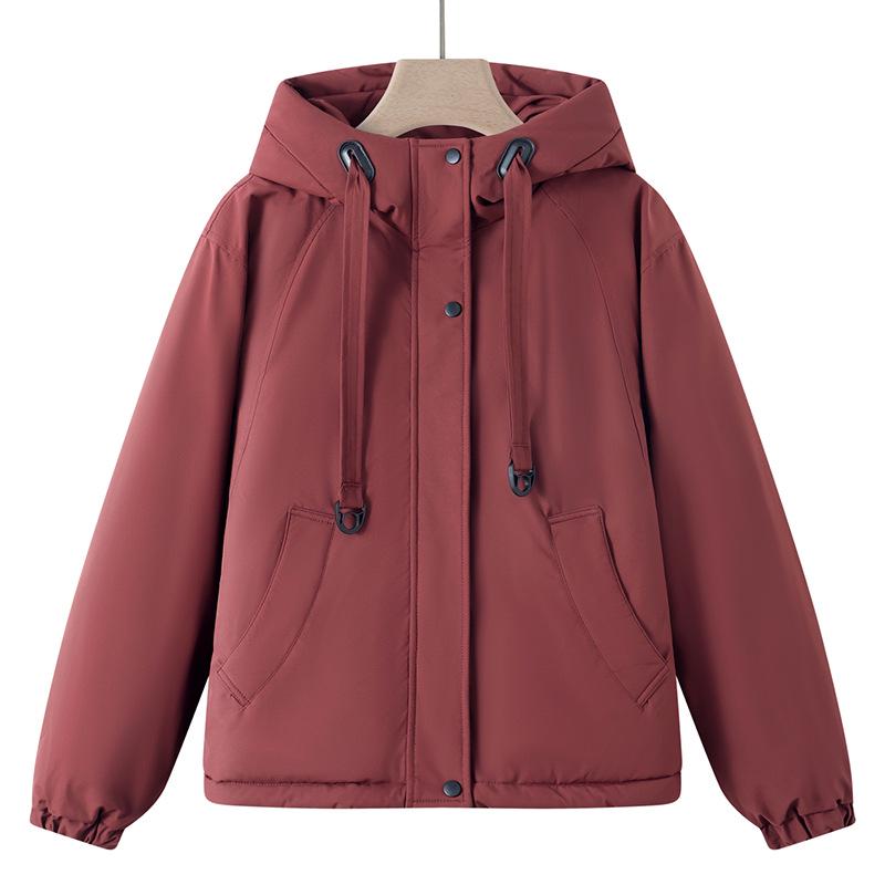 Mom's Thick Fleece-Lined Cotton Hooded Windbreaker for Women Over 50 - Warm Winter Jacket