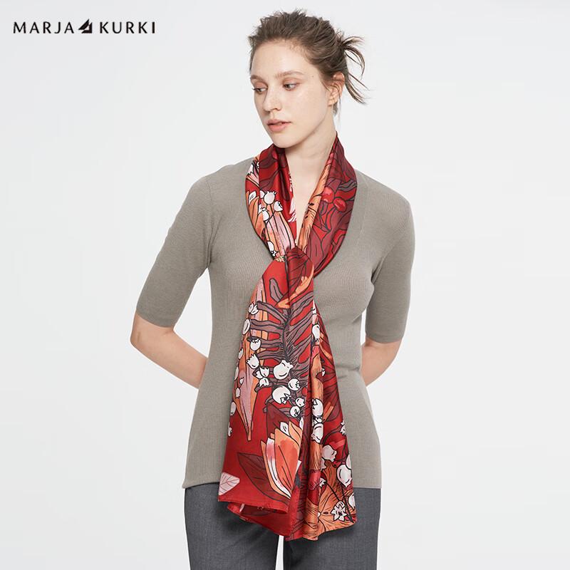 MARJA KURKI Oversized Long Mulberry Silk Scarf Shawl Gift Box