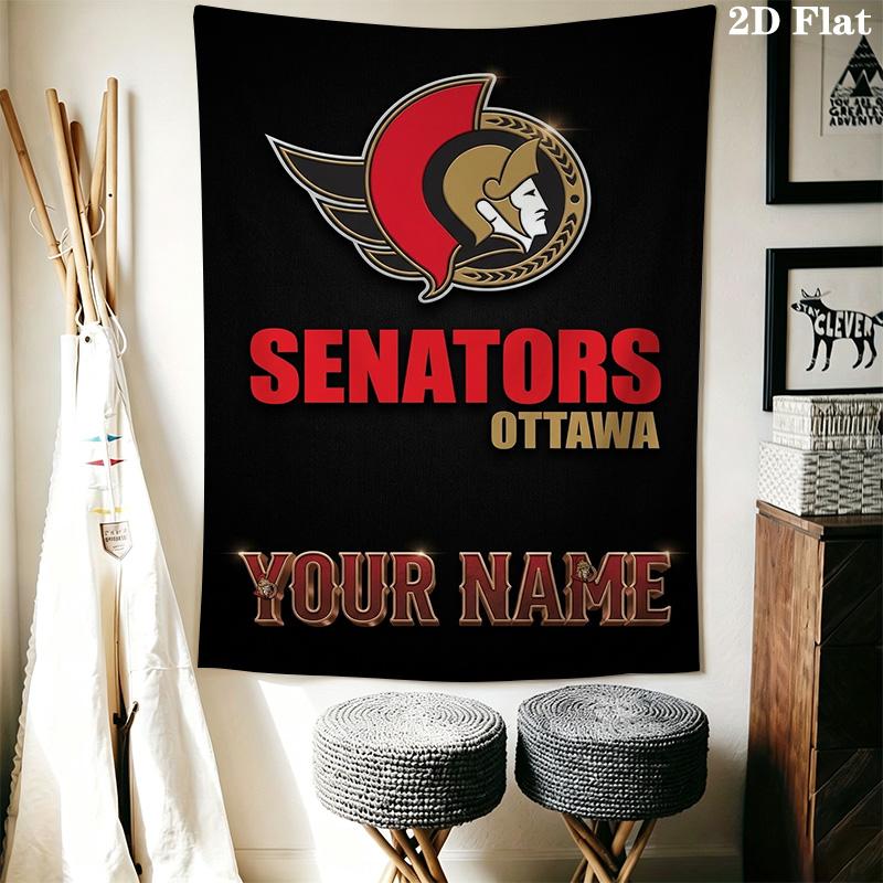 Name Custom Ottawa Senators Wall Tapestry Aesthetic Wall Hanging Printed Fabric Blanket Decorative Tapestries for Bedroom Living Room Home Decor