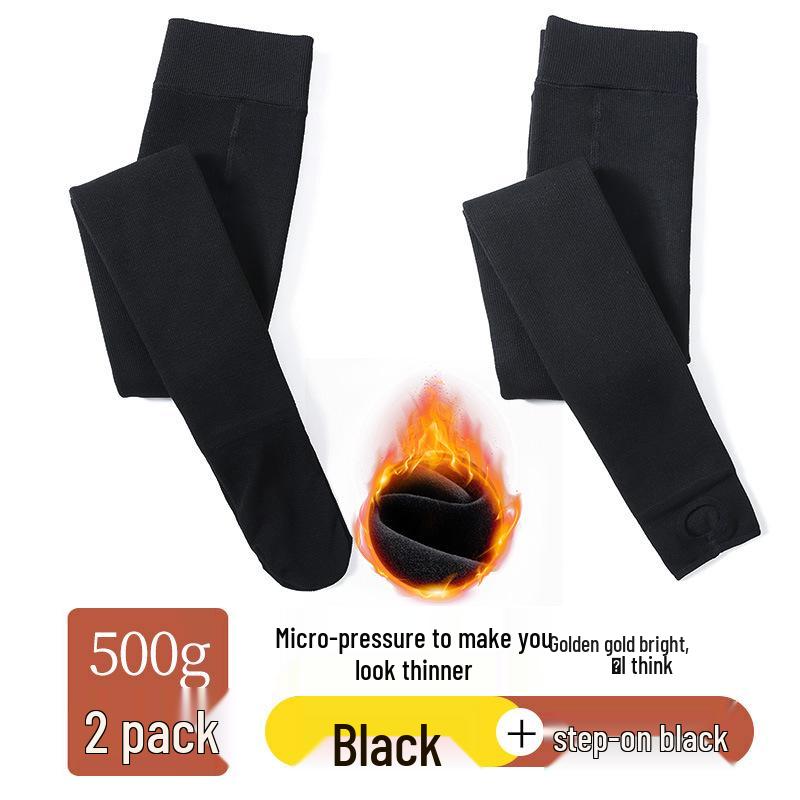Women's Plus Velvet Thick Base Layer Pants: Leg-Slimming, Non-Slip, Warm Pantyhose for Spring & Fall, with Foot Coverage.