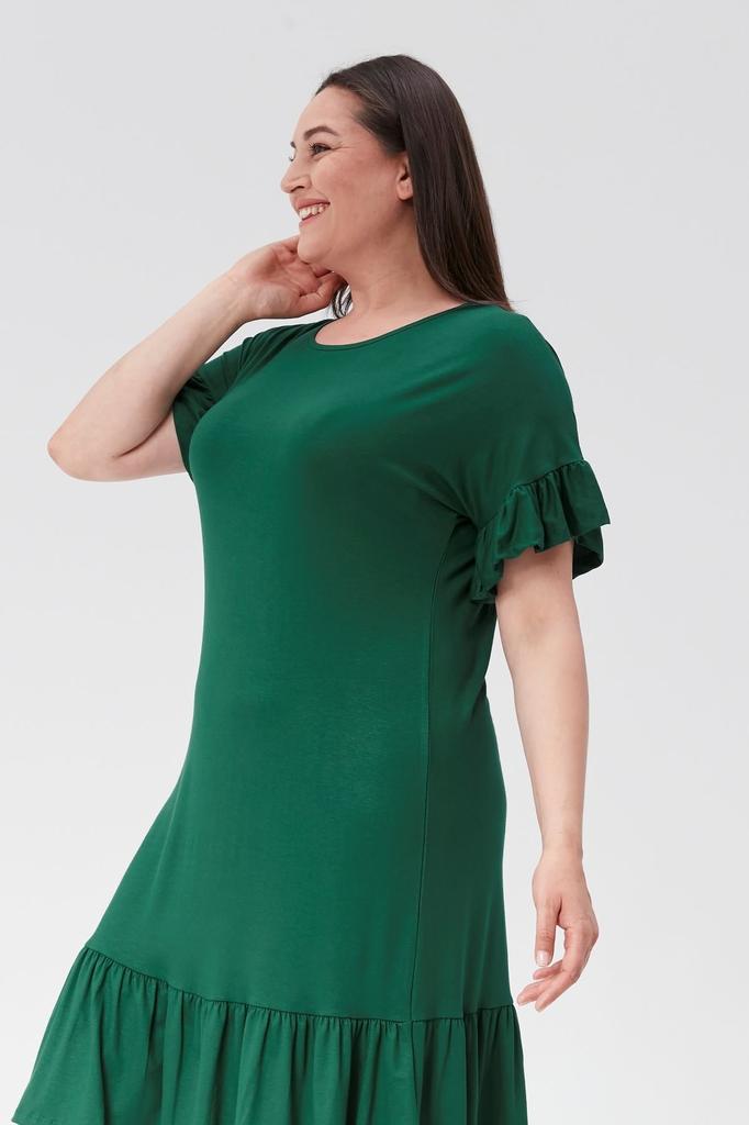 Women's Big Size Dress Plus Size Armband Skirt Ruffle Viscose Dress